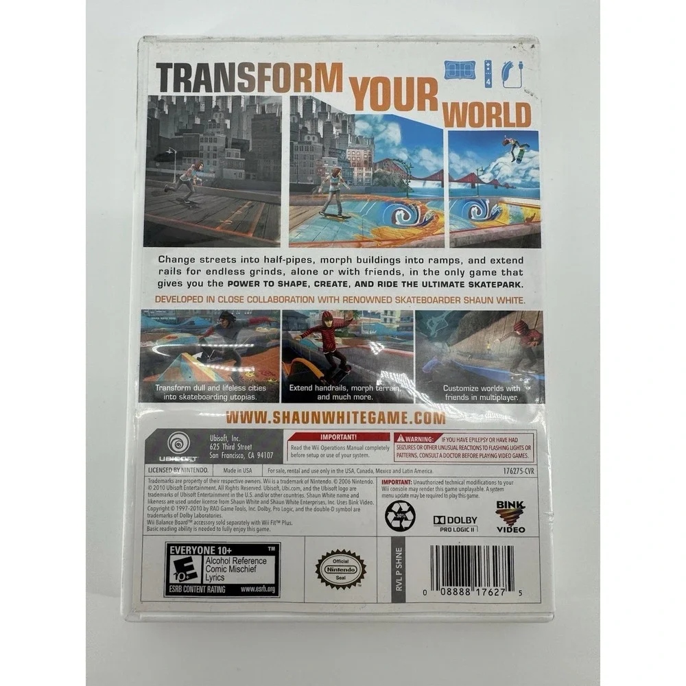 Shaun White Skateboarding Nintendo Wii Ubisoft With Manual CIB